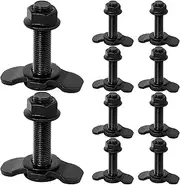 PALOZO L Track Threaded Stud Fittings L-Track Threaded Double Stud Lug Fitting Tie Down, Used with L Track Rails for Truck Bed or Trailer Cargo Control, Pack of 10, Black