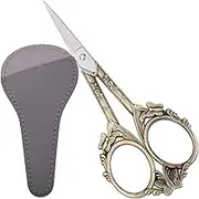 Vintage Embroidery Scissors – 4.7in Sharp Straight Pointed Shears, Classic Small Detail Snips W/Sheath for Handcraft, Arts, Needlework, Sewing, Decoupage, Yarn, Fabric, Threads Fussy Cutting