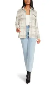 Steve Madden's BB Dakota Courtside Shacket; Ivory Plaid; Size XL