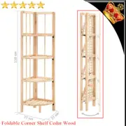 Foldable Corner Shelf Cedar Wood Folding Storage Display Rack Home Organiser AU