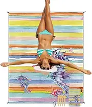 Outdoor Picnic Blanket - Waterproof Beach Blanket 86.61x70.87 Inches,Lightweight Camping Pad with 4 Corner Pockets and 4 Pegs Windproof Floor Rug for Outdoor Concert