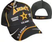 U.S. Army Star Defending Freedom (New Logo) Black Embroidered Cap Hat LICENSED