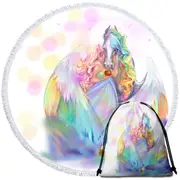 Rainbows Starlight Pegasus and Princess Round Beach Towel