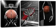 Basketball Wall Art Prints, Canvas Framed Basketball Posters, Sports Room Decor For Men Kids Teenagers, Basketball Poster Set For Bedroom Man Cave, Basketball Wall Decor, Basketball Boys Bedroom Decor