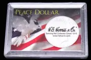 Peace Silver Dollar Case with American Flag & Dove, 2x3