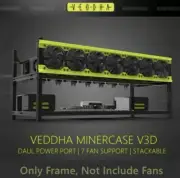 Veddha Miner 8 GPU Open Air Aluminum Mining Rig Frame ComputerCase Stackable