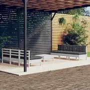 7 Piece Garden Lounge Set with Anthracite Cushions Pinewood Patio Bar Sets