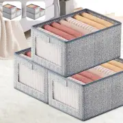 Clothes Storage Organizer 3 Pack Stackable Non-woven Fabric Storage Bins◗
