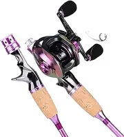 LLEIIshen 2.1m Fishing Rod Combo Purple Carbon Fiber Baitcast Rod 19+1BB Baitcasting Fishing Reel for Freshwater and Saltwater/1407