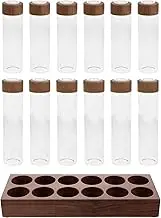 IMIKEYA Single Dose Coffee Bean Storage Canister with Airtight Wooden Lid Glass Organizer for Home Walnut Base Tubes with Air Valve for Freshness Preservation Design