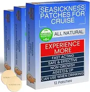 Sea Sickness Patches for Cruise - (3 Pack) - All Natural Motion Sickness Patches for Cruise - Non Drowsy Cruise Patches for Sea Sickness - Behind Ear Seasickness Patches for Cruise