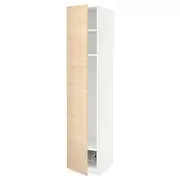 METOD high cabinet w shelves/wire basket, white/Askersund light ash effect, 40x60x200 cm