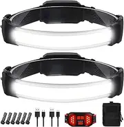 Headlamp Rechargeable,Ultra Bright Upgrade 1500 Lumens 6 Modes Head Lamp Led Rechargeable with Taillight(Individual Control),230°Wide Beam Waterproof Headlamps for Adults Outdoor Camping Running