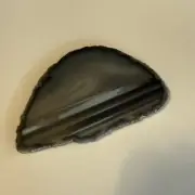 Gray Lined Banded Agate Geode Polished Slab Slice, Crystal Home Decor