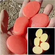 50 pcs Colorful Elliptical Pebbles，Diameter Approximately 1.77 inches,Luminous Stone,Decoratable Garden, Courtyard, Fish Tanks, Aquariums, Swimming Pools etc.(Orange red)