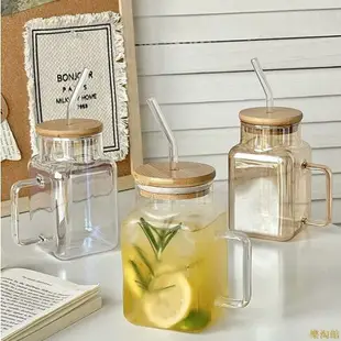 吸管玻璃杯 冷水壺 玻璃水壺 隨行吸管杯 大容量水杯 夏季冷飲杯 大容量玻璃杯 玻璃隨手瓶 玻璃水壺