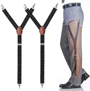 [YLoza] Shirt Stays for Men Military Adjustable Elastic Garter Straps Sock with Non-slip Locking Clamps