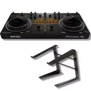 Pioneer DDJ-REV1 DJ Controller Bundle with Adjustable Laptop Stand for DJ's and