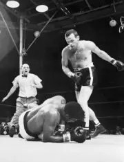 Ingemar Johansson Knocking Down Floyd Patterson 1959 Old Boxing Photo