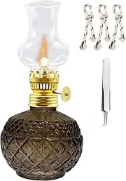 Oil Lamps Classic 7-inch Kerosene Lamp Indoor Oil Lamp with 3 Cores Old Hurricane Lamp for Desktop Decoration and Emergency Lighting Desktop Churches