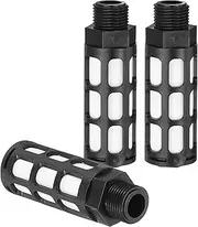 uxcell Pneumatic Muffler G 1/2, 3 Pack Plastic Air Compressor Exhaust Muffler Filters Air Solenoid Valve Muffler Fitting for Automation Pneumatic Equipment, Black