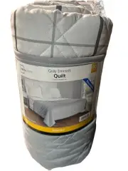 Mainstays Emmett Gray Plaid Microfiber Quilt, Full/queen - Reversible Quilt Only