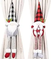 CENZICOM Christmas Curtain Tieback Buckle, Gnome Window Curtain Tiebacks Holder Fastener Buckle Christmas Ornaments Decorations,Set of 2