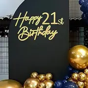 MASTRON Happy Birthday with 0-9 Numbers Sign for Backdrop - Felt Custom Age Happy Birthday Decal for Balloon Arch Birthday Decorations Baby Shower - Gold Glitter