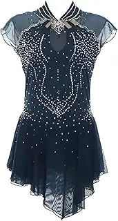 [Zagitova] Customizable Figure Skating Dress for Women, Sparkling Sleeveless Backless Ice Dance Costumes for Competition