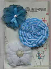 BLUE Fabric - Cotton Lace & Organza 3 Flower Pack - 70-75mm Manor House