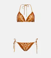 [Zimmermann] Zimmermann Raie Placement Mini halterneck bikini AU 8 brown