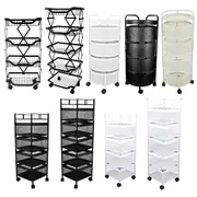 4/5 Layers Kitchen Organiser Storage Trolley Cart Rolling Shelf Basket Foldable Home
