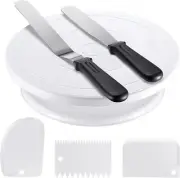 11 Inch Rotating Cake Turntable with 2 Icing Spatula and 3 Icing Smoother, Revol