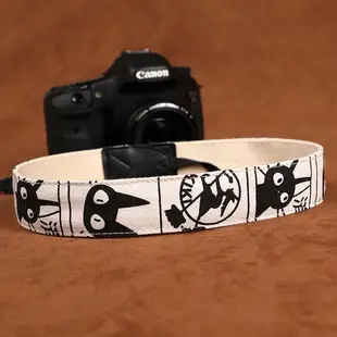 相機帶 卡通貓咪相機揹帶經典黑白色斜跨單眼肩帶適用於佳能尼康富士索尼
