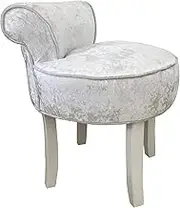 Modern Vanity Stool with Low Back and High Elastic Sponge Seat for Lounge Bedroom White Rubber Wood Legs Makeup Dressing Table Bench