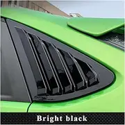 Car Rear Louver Window Side Shutter Cover Trim Compatible for Ford Focus MK2 2005-2013 Hatchback Sticker Vent Scoop ABS Carbon Fiber Look(Bright Black)