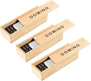 Totority 3 Sets Dominoes Domino Tiles with Numbers Toy Domino Board Games Strategy Board Game Building Blocks Domino Blocks Wooden