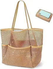 [Pichcppo] Beach Bag,Mesh Beach Tote Bag,For Travel Family Pool,Vacation Cruise Essentials