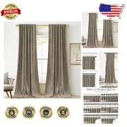 Opulent 102'' Velvet Thermal Insulated Back Tab Curtains - Camel Beige, Set of 2