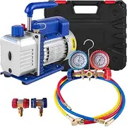 VEVOR Vacuum Pump 4CFM 1/4HP Air Vacuum Pump HVAC A/C Air Refrigerant Rotary Vane Vacuum Pump Single Stage 1 Valve AC Manifold Gauge Set