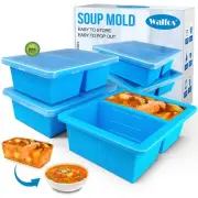 Silicone Soup Freezer Container, 1.5-Cup Soup Freezer Cube Tray with Lid Prev...