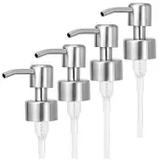 4Pcs Soap Dispenser Pump Replacement Stainless Steel Lotion Dispenser Pump for Regular 28/400 Neck Bottles for Bathroom silver