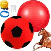 VercanMonth 40inch Giant Herding Ball with Ball Cover Anti Burst Please Watch VCR for How to Inflation Horse Toys for Horses Stall Entertainment Play, Pump Included(Red Color,Stylish)
