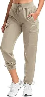 [BVVU] Women's Cargo Joggers Lightweight Quick Dry Hiking Pants Outdoor Waterproof Athletic Workout Pants with Zipper Pockets