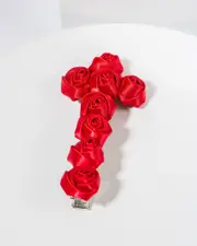 Red Rosette Cross Hair Clip