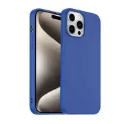 For Apple iPhone 15 Pro Max Silicone Silky Soft Case with Microfiber TPU Ultra Slim Anti Scratch Shockproof Cover (Blue)