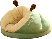 Fenteer Cat Hut Sleeping Bag Plush Burrowing Cave Lovely Thick Anti Slip Bottom Cat Cave Bed Small Dog Bed for Kitten Home Indoor, Green, L