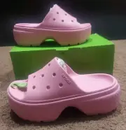 Women Crocs Pink Platform Stomp Slide Sizes Men's 7 Women's 9 New With BOX