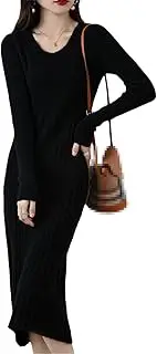 [Zozogag] Cashmere Sweater Women's Knitted Dresses 100% Merino Wool Autumn Fashion Dress Winter Female Pullover Casual Long Skirts
