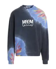 MSGM Logo Printed Tie Dyed Sweatshirt Black